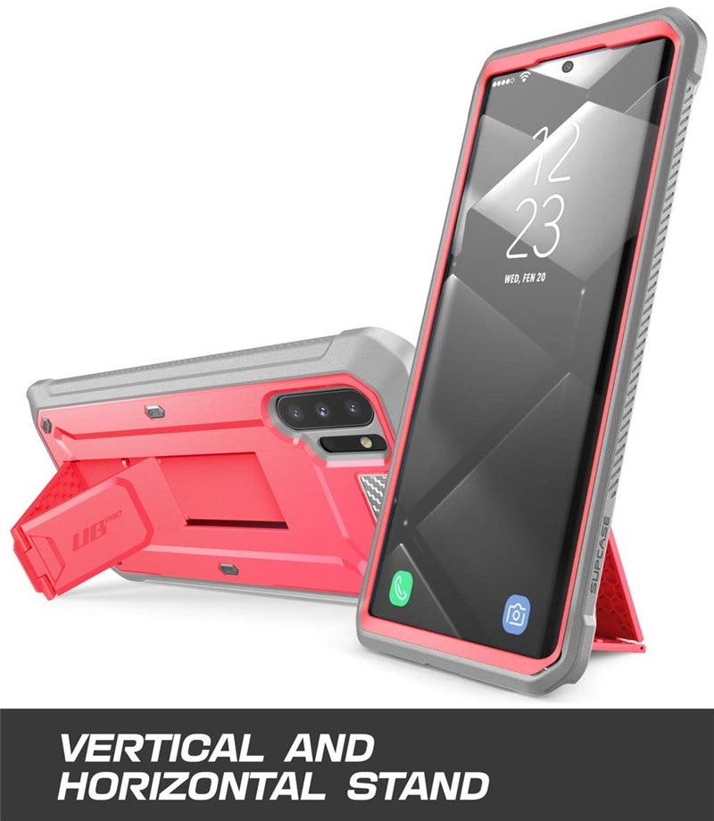 SUPCASE UB Pro Case for Samsung Galaxy Note 10 in black, showcasing rugged design and kickstand feature.